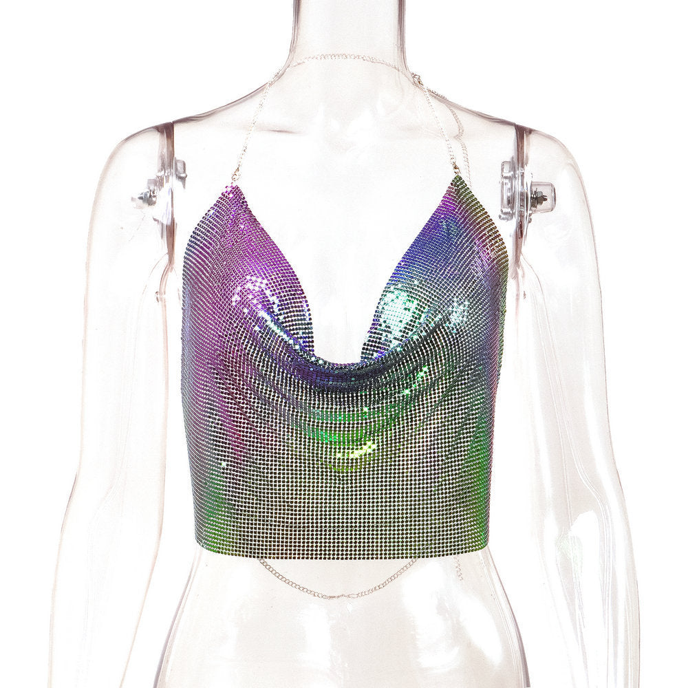Metallic Chainmail Handkerchief Top