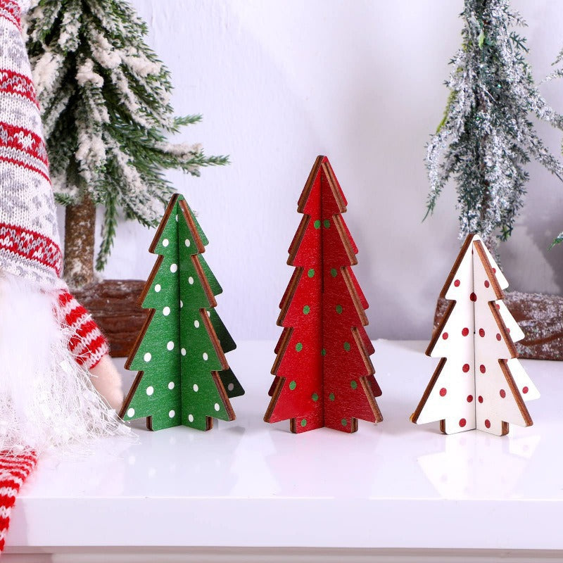 Christmas tree shaped wooden ornaments