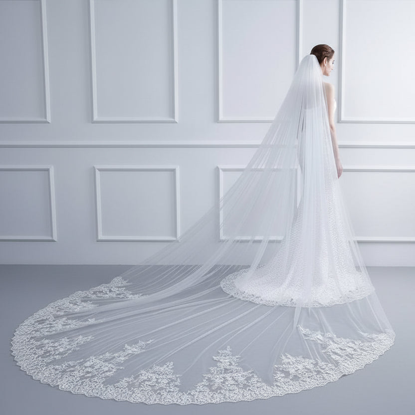 Long Trailing Lace Veil