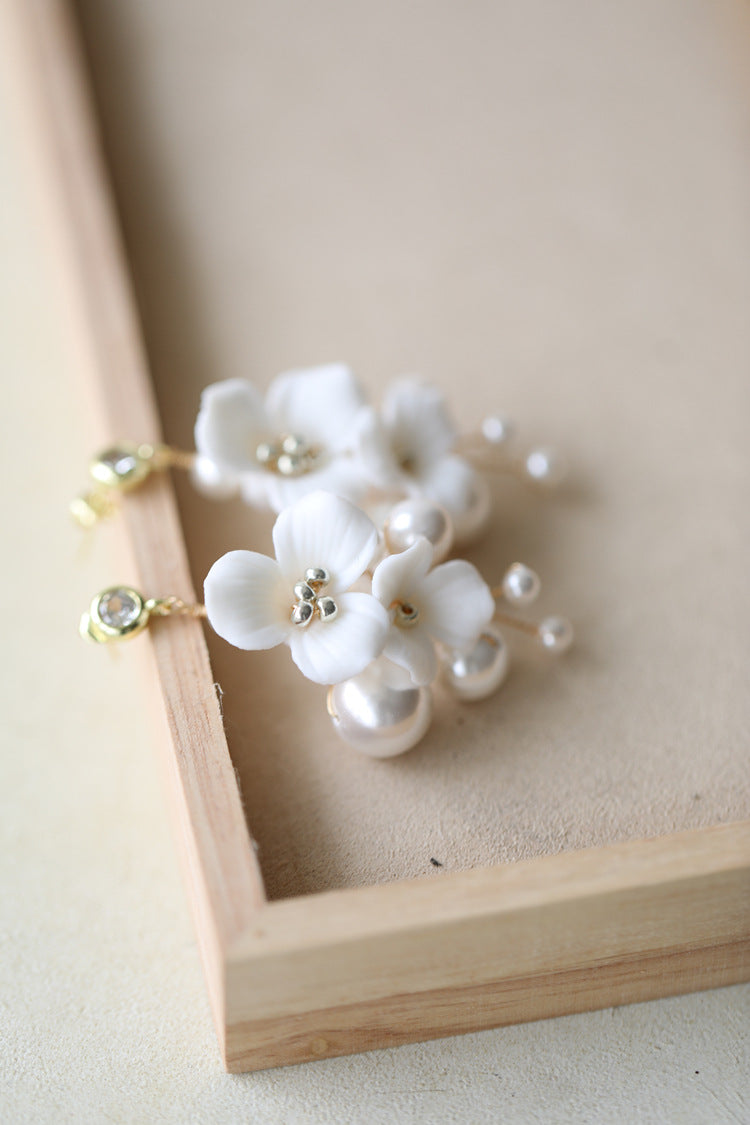 Ceramic Flower Pearl Hairpin