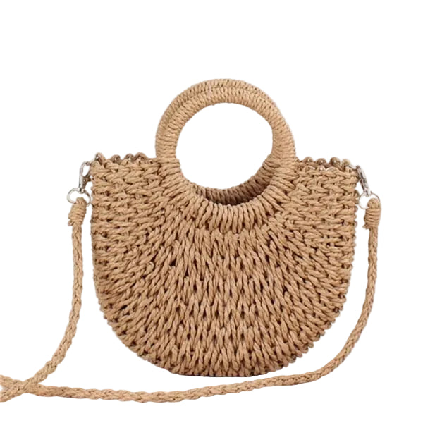 Handmade Half-Round Rattan Woven Straw Bag
