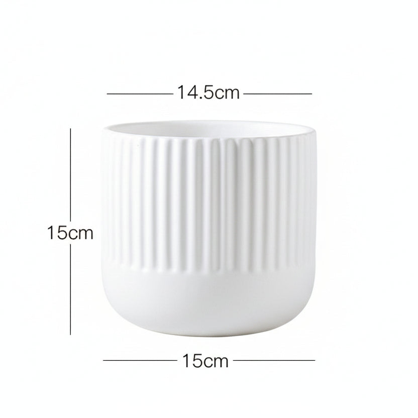 Matte Striped Ceramic Flower Pots