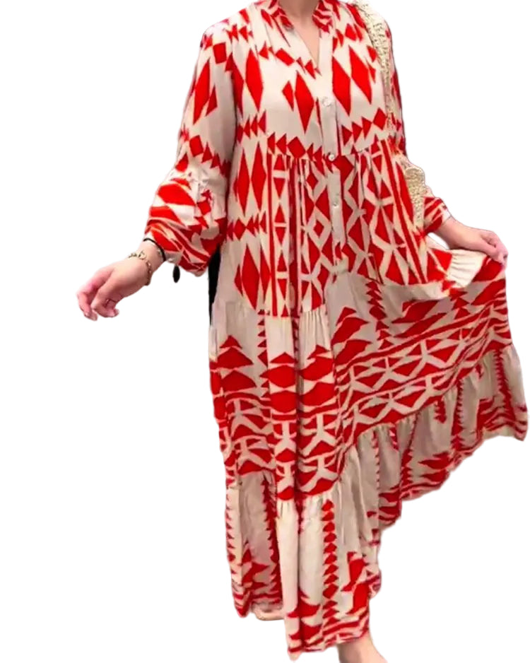 Bohemian printed shirt dress
