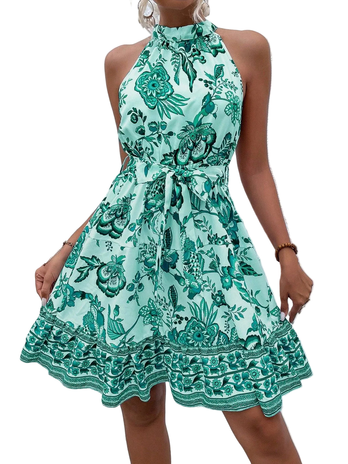 Bohemian High Neck A-line Dress