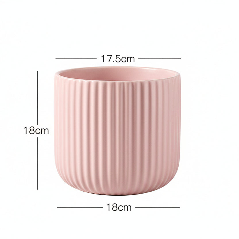 Matte Striped Ceramic Flower Pots