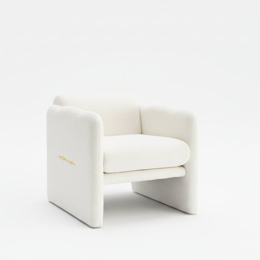 Armchair with wavy armrests