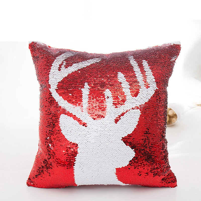 Red Christmas Sequin Cushion Cover