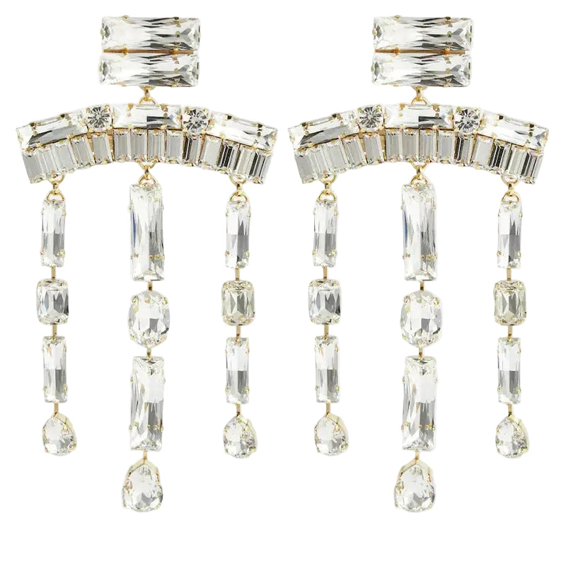 Geometric Rhinestone Oversized Earrings
