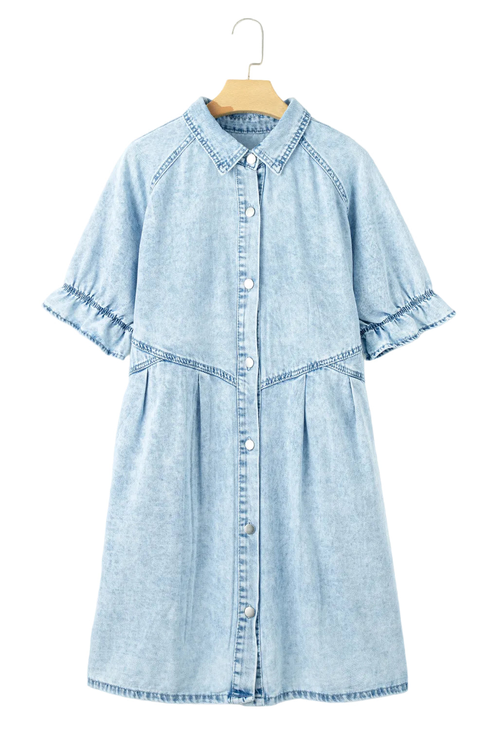 Ruffled Denim Shirt Dress