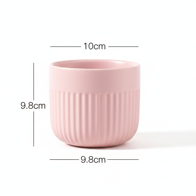 Matte Striped Ceramic Flower Pots