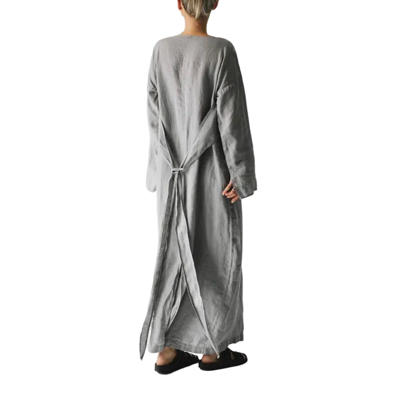 Cotton and Linen Long Wrap Dress