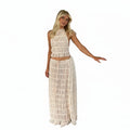 Wrinkle lace lace vest long skirt set