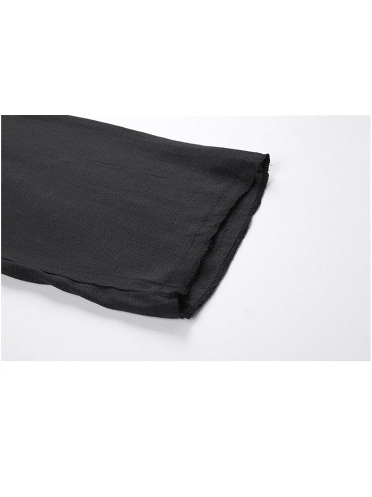 Fringed Hem Black Shirt