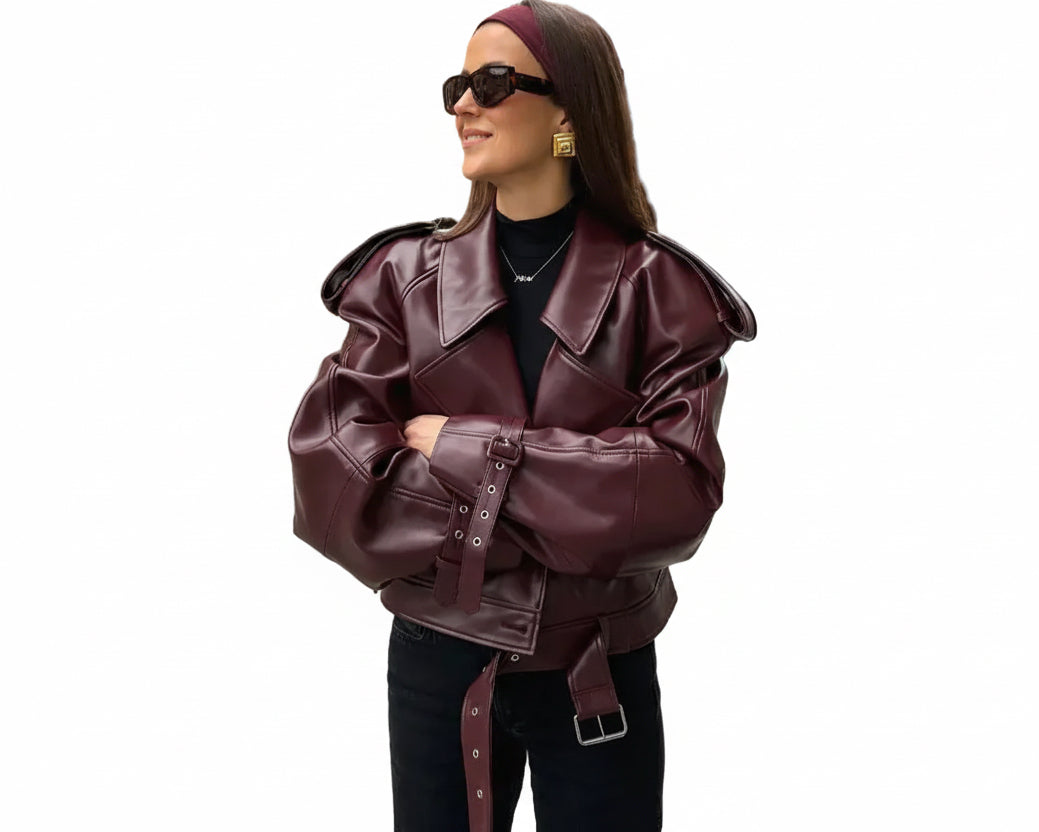 Leather Look Biker Jacket