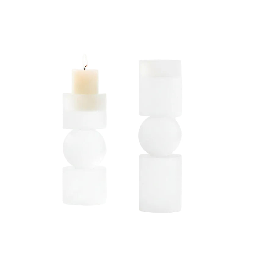 Frosted Crystal Candle Holder