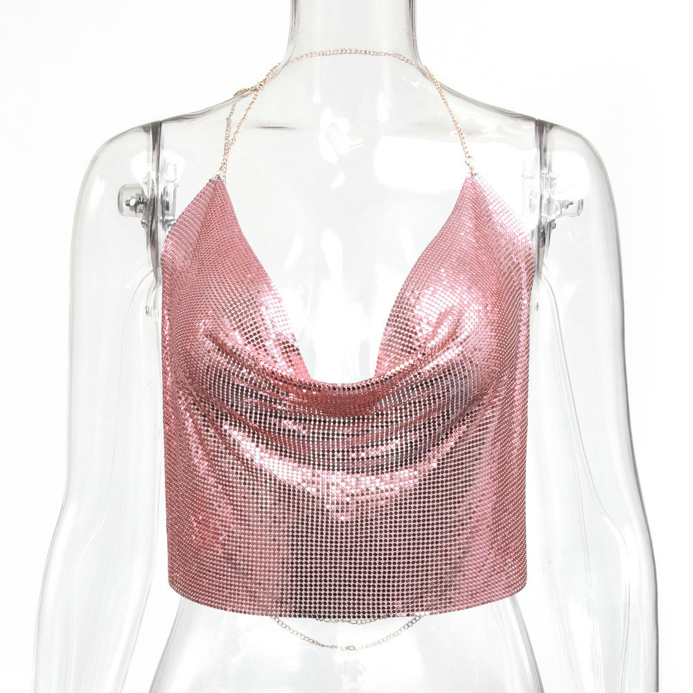 Metallic Chainmail Handkerchief Top