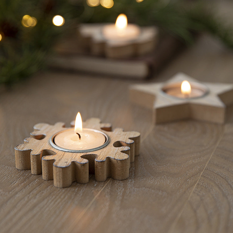 Wooden Snowflake Candle Holder