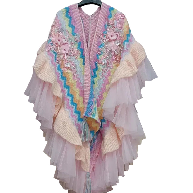 Embroidered Rainbow Shawl