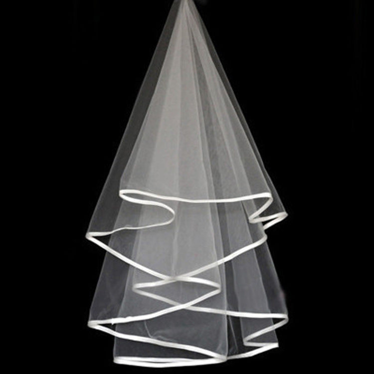 bride wedding veil single 1.5 Satin net wrapping wedding headdress