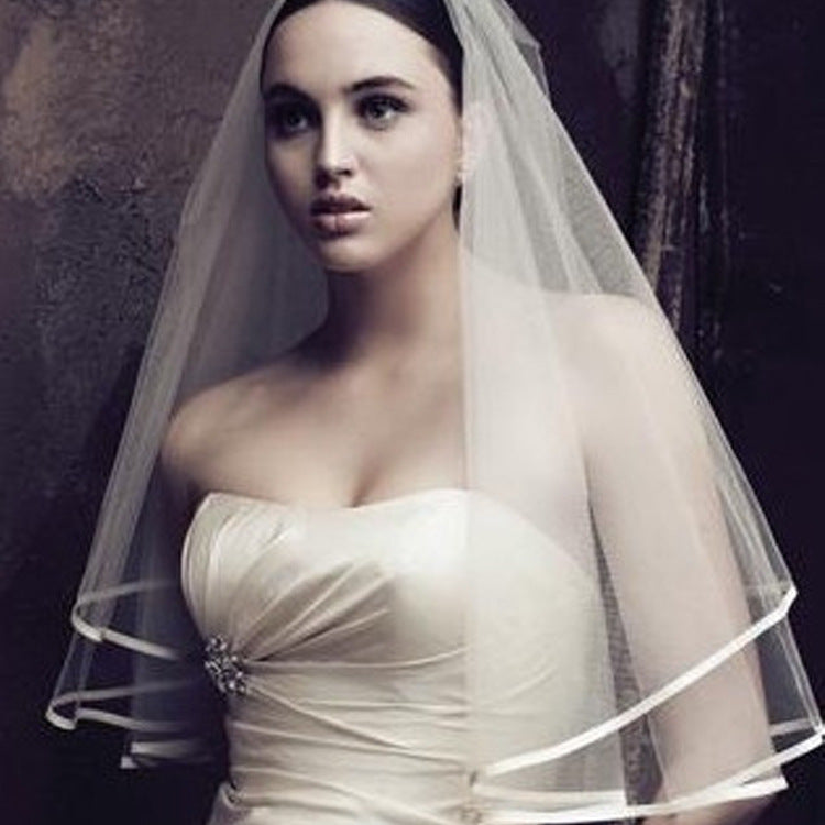 bride wedding veil single 1.5 Satin net wrapping wedding headdress