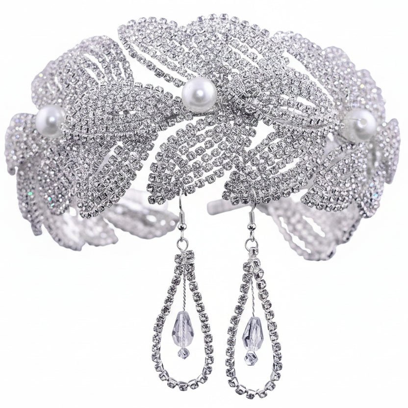 Rhinestone Leaf Handmade Headband