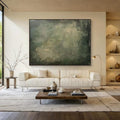 Large Geometric Abstract Painting Green Beige  Minimalist Wabi-Sabi Wall Art Green Canvas Wall Art Modern Green Wall Decor