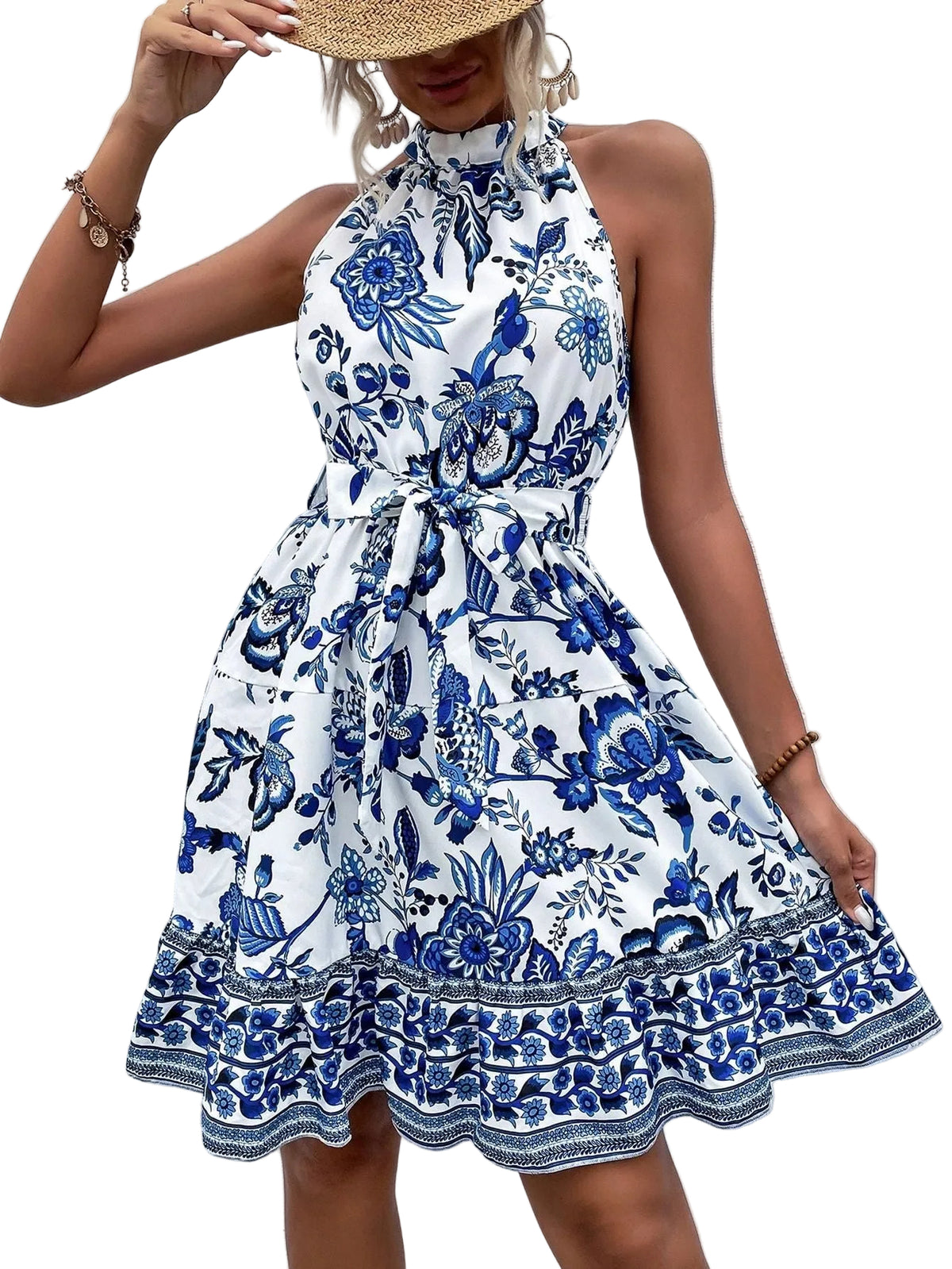 Bohemian High Neck A-line Dress