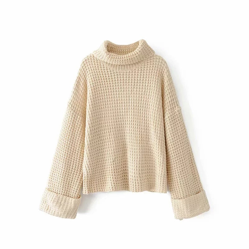 Waffle Knit Mock Neck Jumper