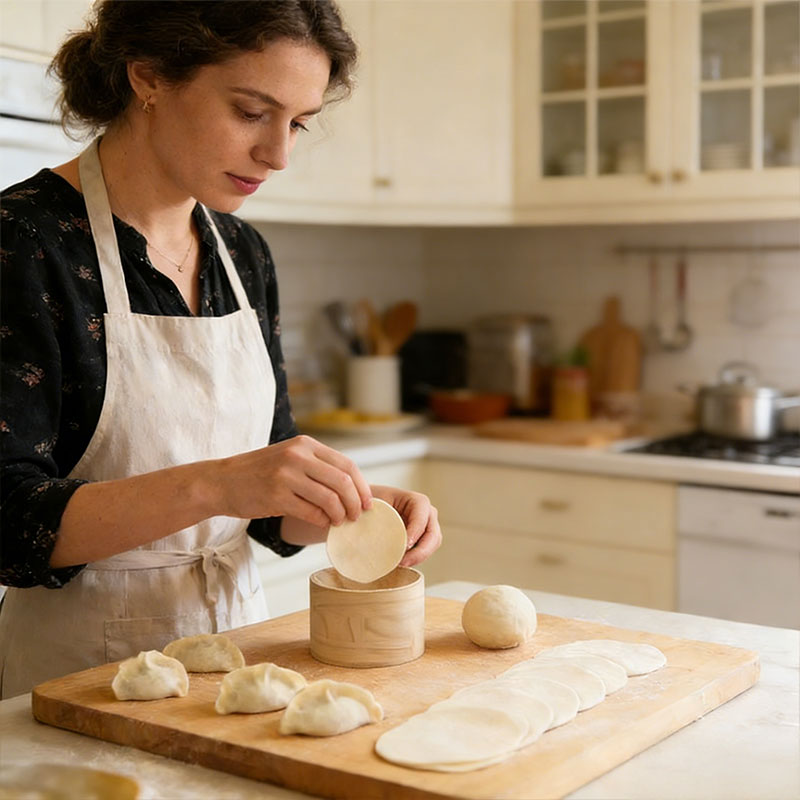 Hand-Held Wood Dumpling Press