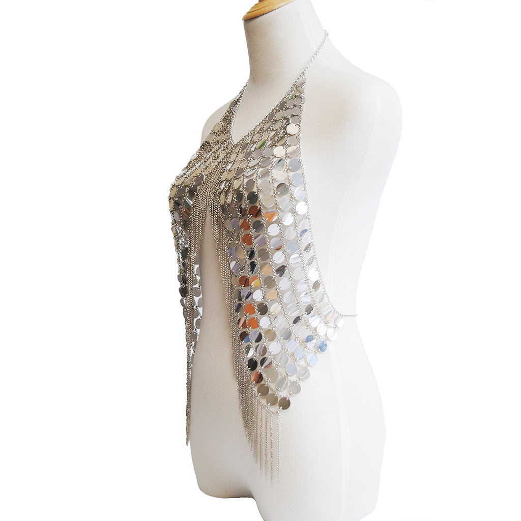 Handmade sequin body chain Top