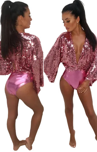 Sequin Low Cut Body Suit