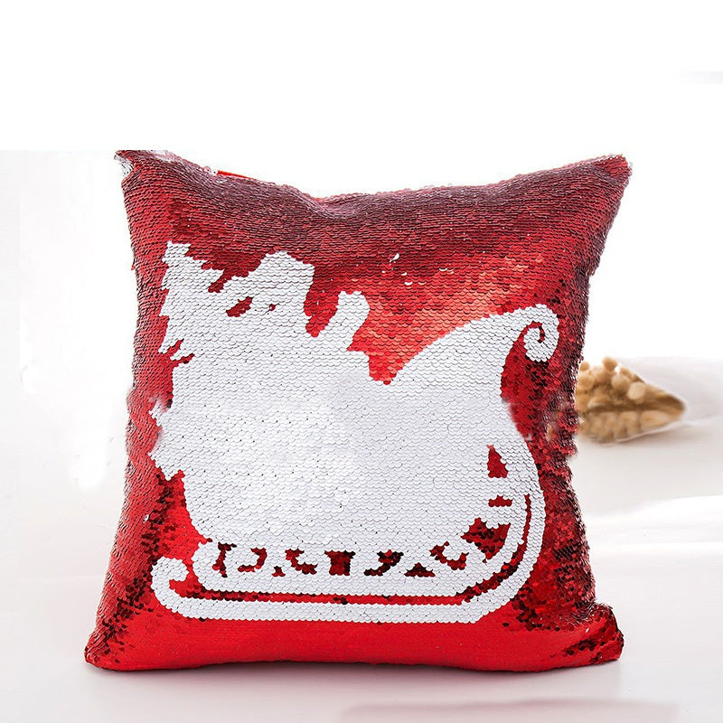 Red Christmas Sequin Cushion Cover