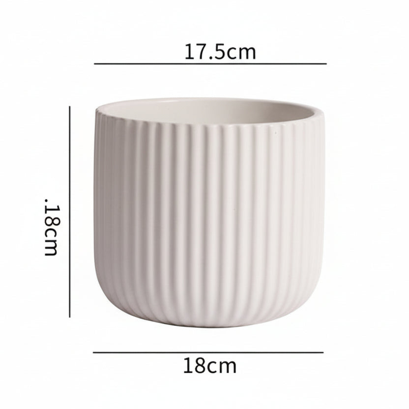 Matte Striped Ceramic Flower Pots