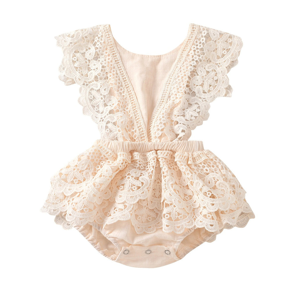 Backless Lace Up Baby Jumpsuit