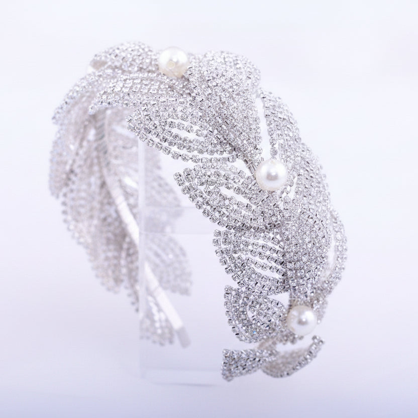 Rhinestone Leaf Handmade Headband