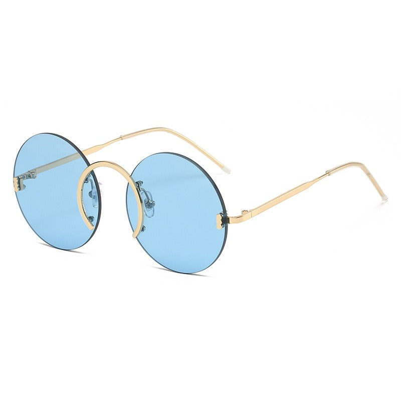 Round Frame Rimless Sunglasses