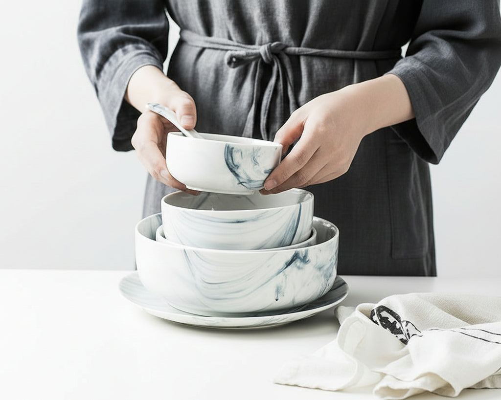 Marble tableware and dish set