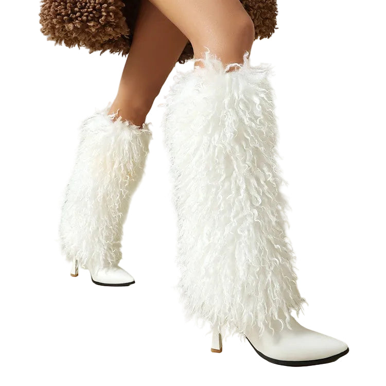 High-heeled Fluffy Booties