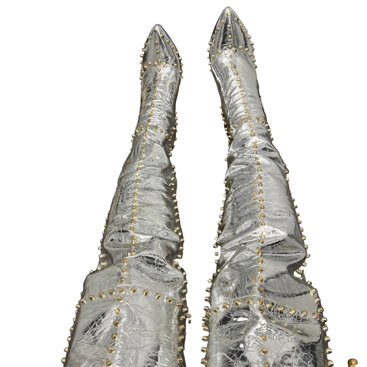 Gold-studded Stiletto-pointed Boots