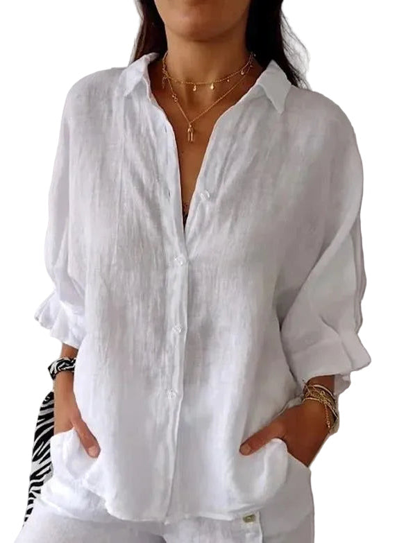 Linen Blend Tie Back Shirt