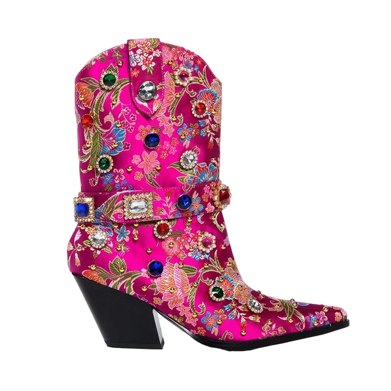 Gemstone Embellished Cowboy Boots