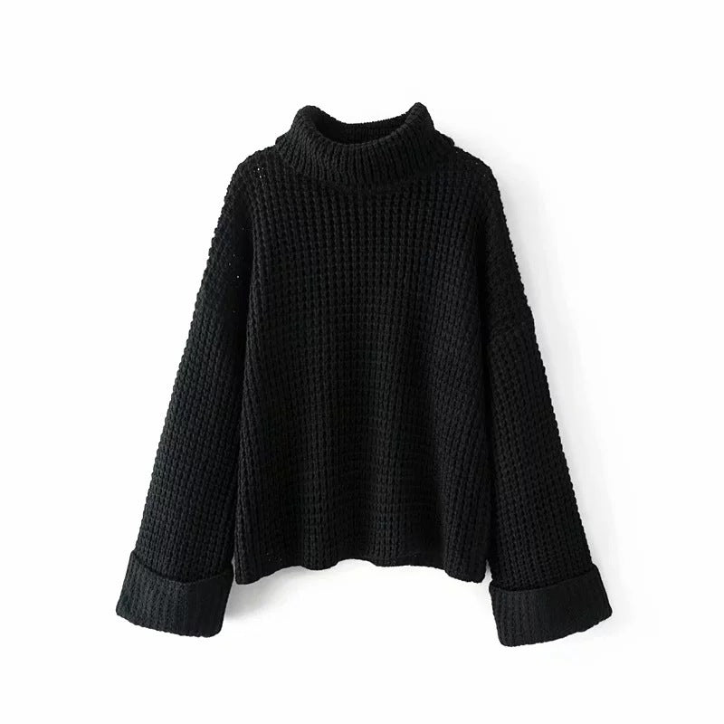 Waffle Knit Mock Neck Jumper