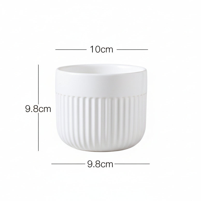 Matte Striped Ceramic Flower Pots