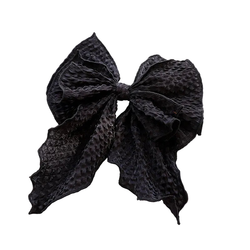 Solid Color Fabric Crumpled Bow Hair Accessory