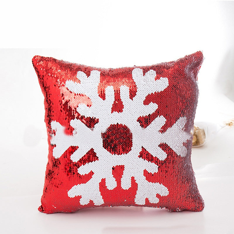 Red Christmas Sequin Cushion Cover