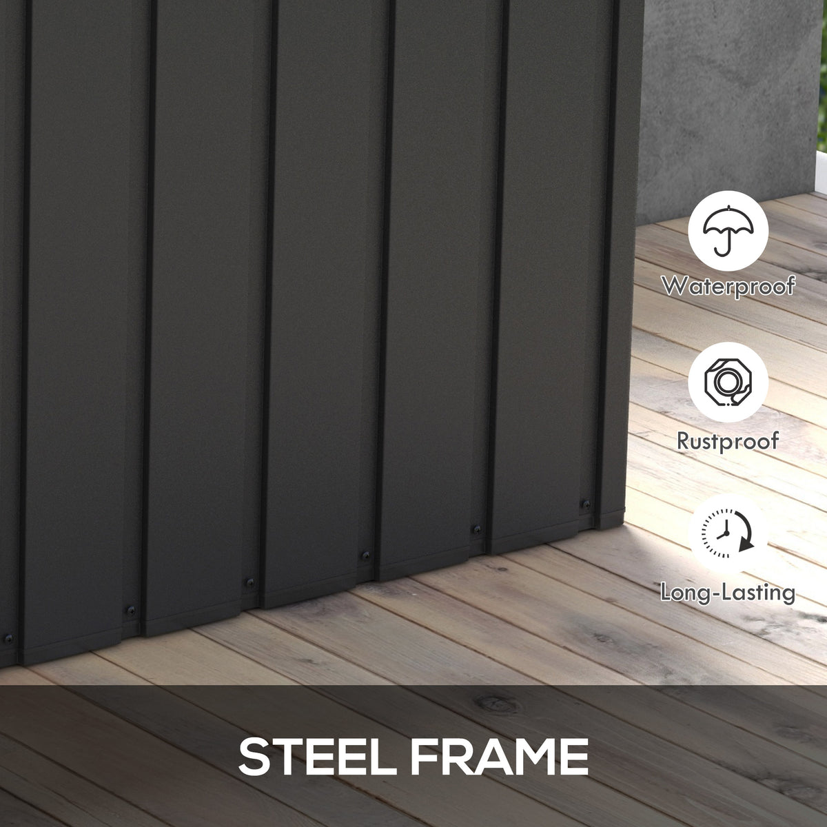 450L Galvanised Steel Garden Storage Box, With Wheels