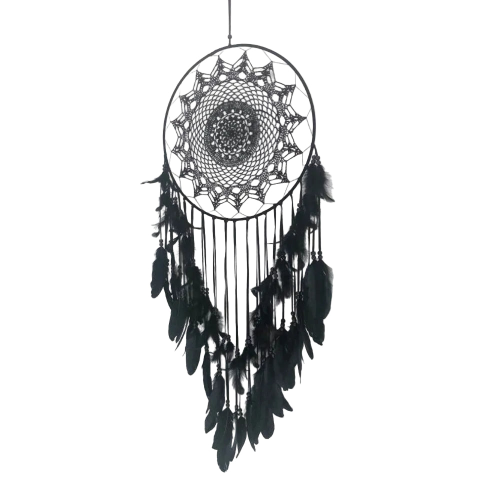Large Black Feather Lace Dream Catcher