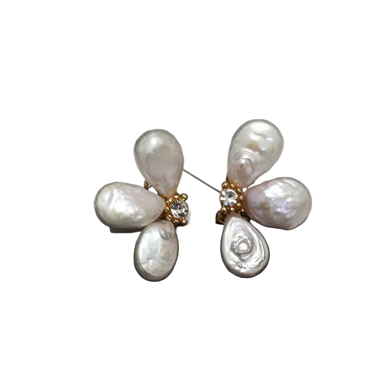 Pearl Flower Petal Earrings