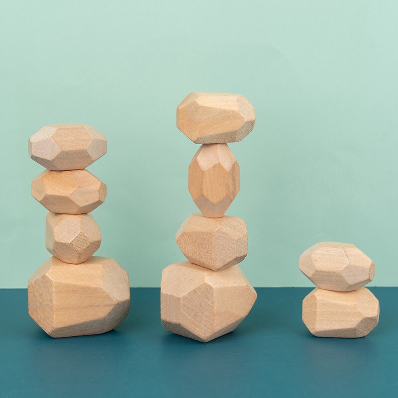 Children Wooden Coloured Stone Jenga Building Block