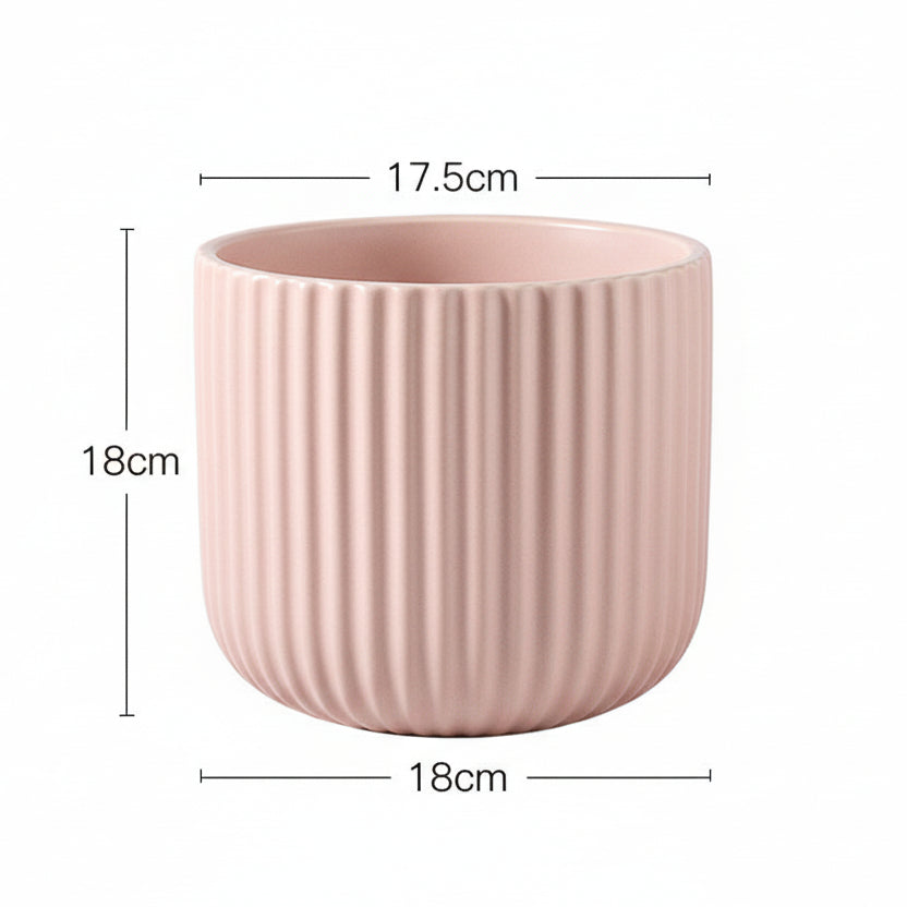 Matte Striped Ceramic Flower Pots